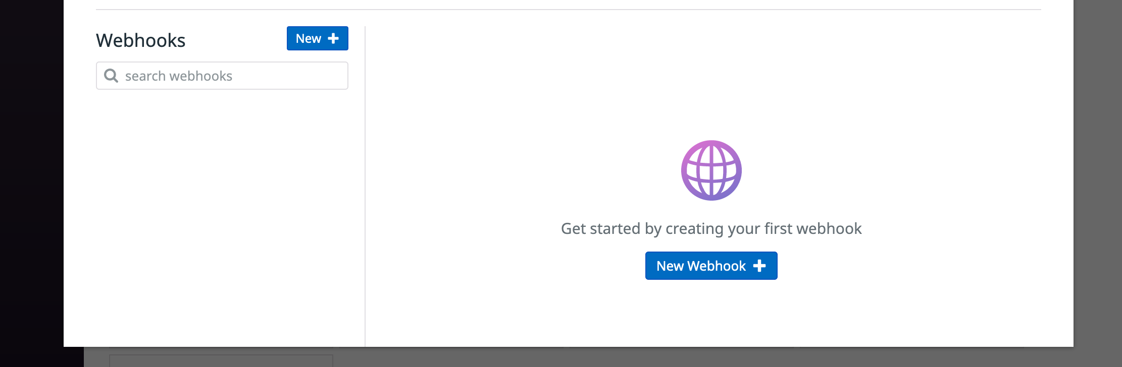 New webhook button