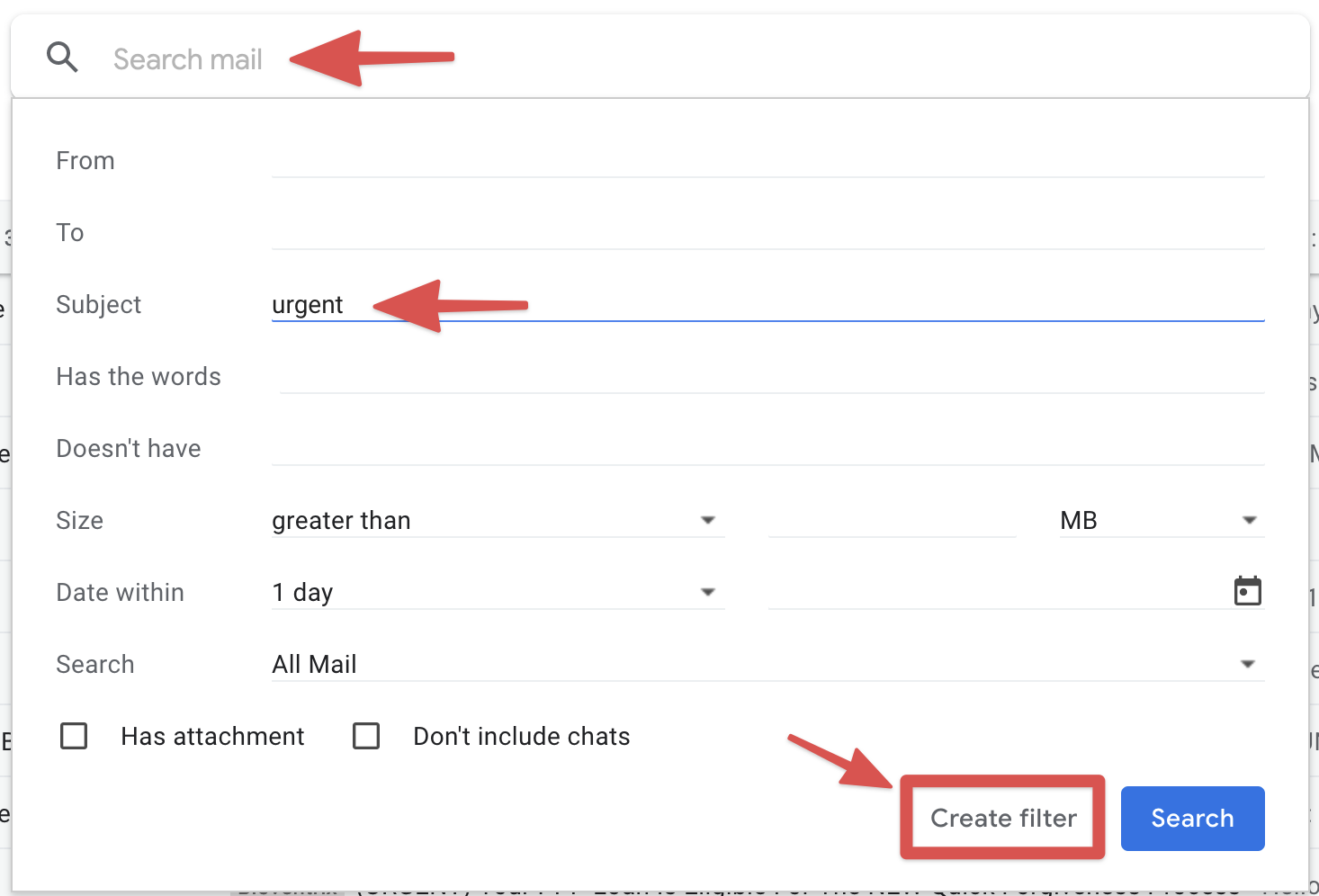 Create Gmail filter