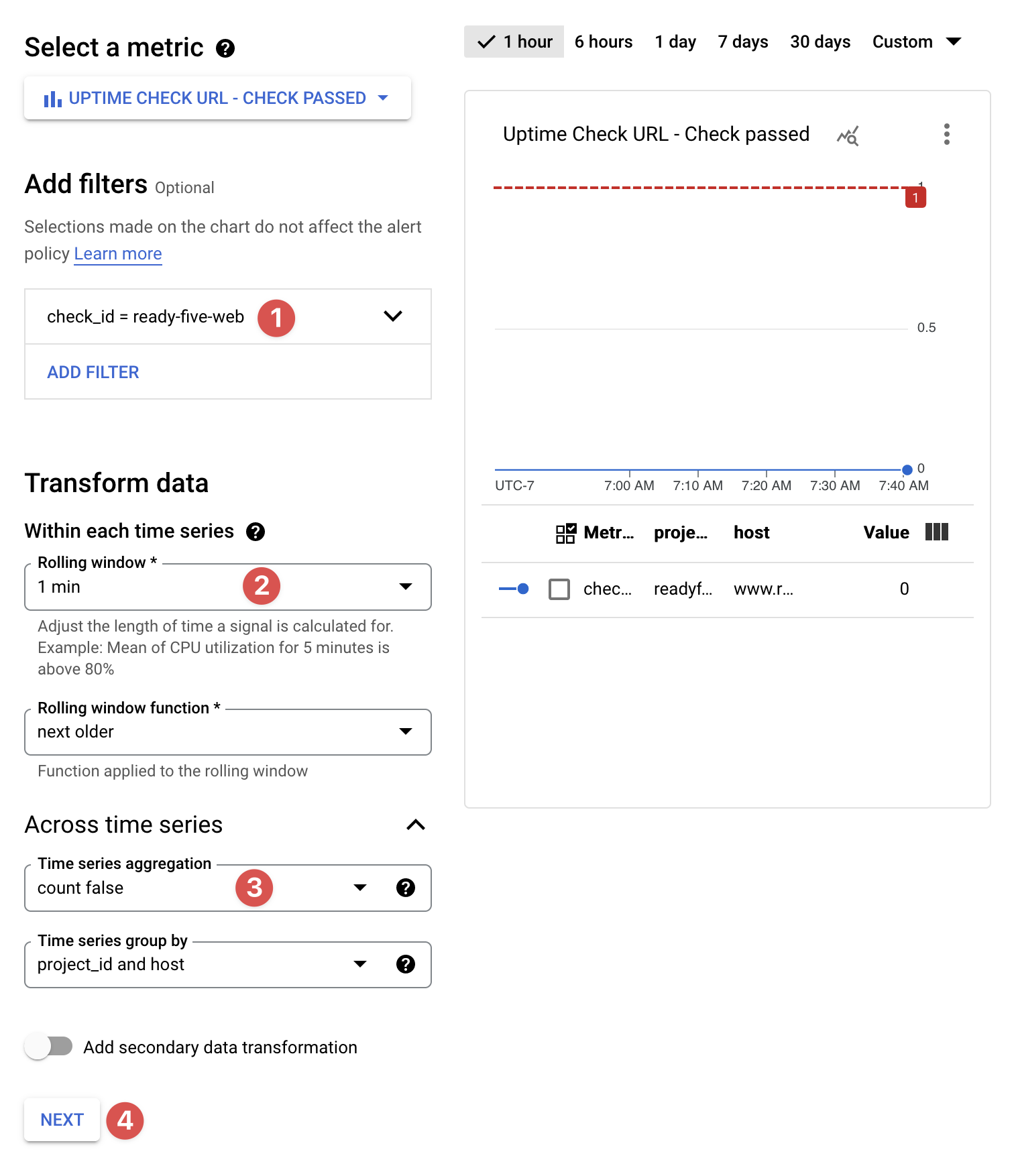 Configure alerting condition