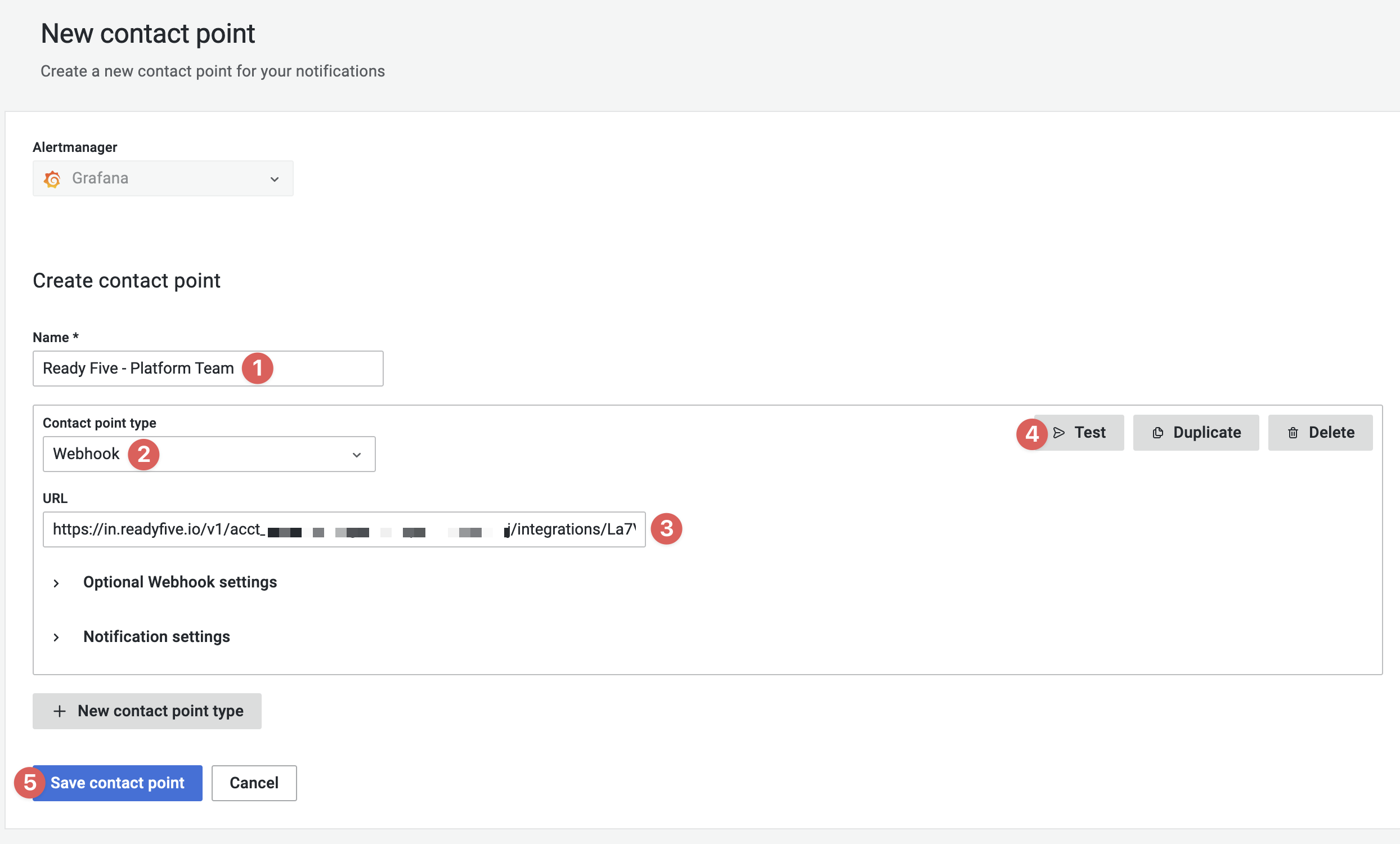 Create contact point form