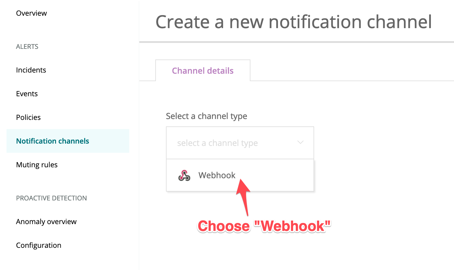 Choose Webhook type