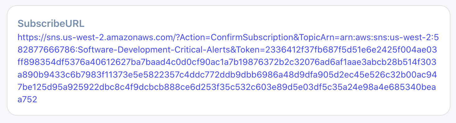 SNS subscription subscribe URL