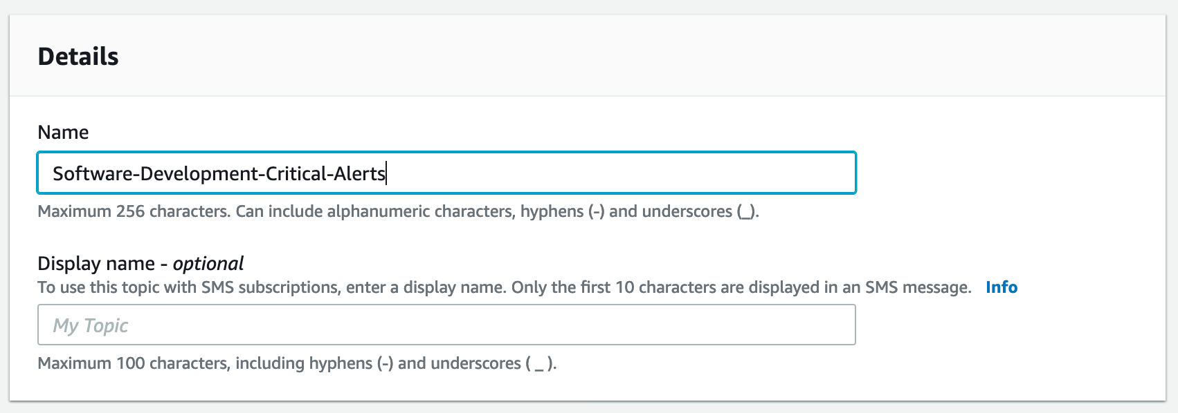 New SNS Topic