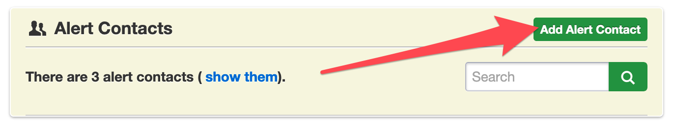 Add alert contact button