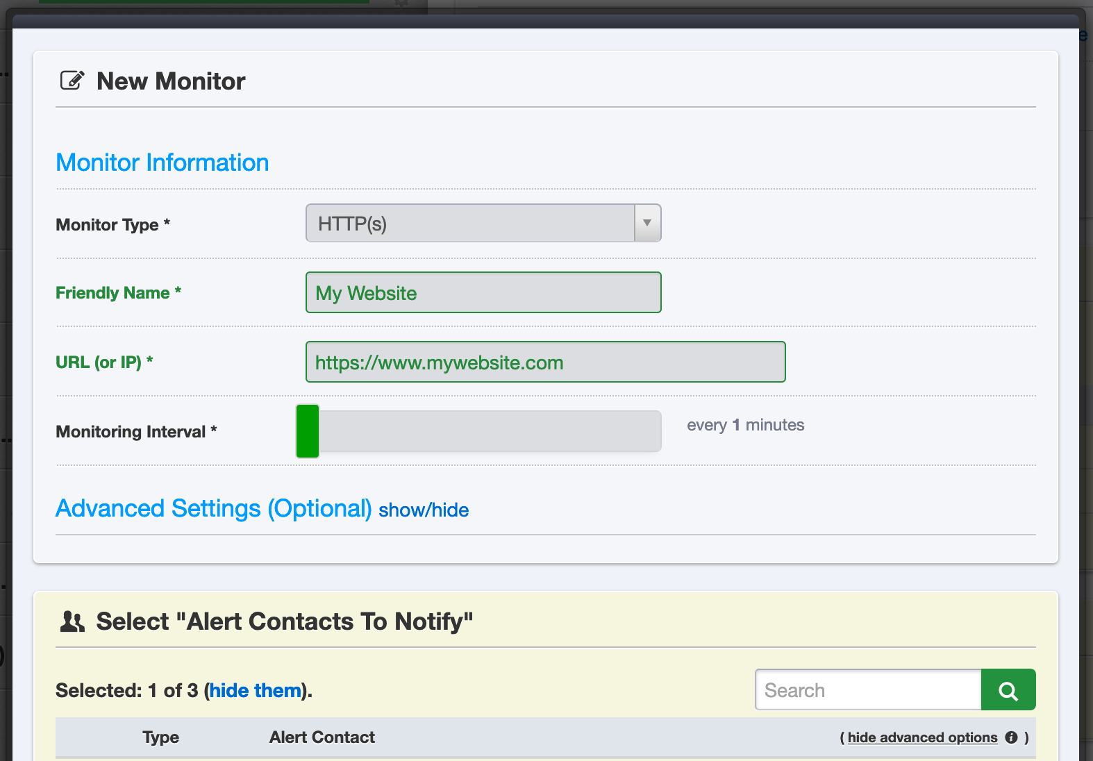 Configure monitor with Ready Five as an alert target 1