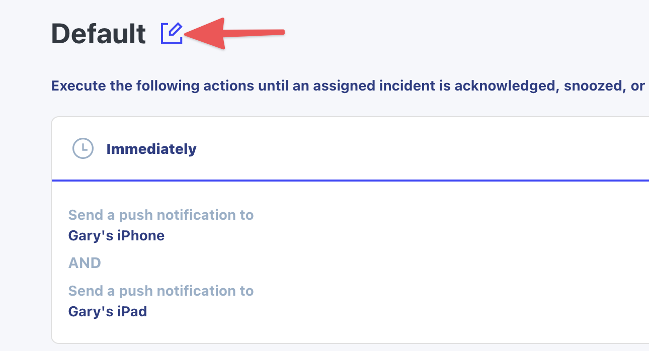 Notification rule edit button