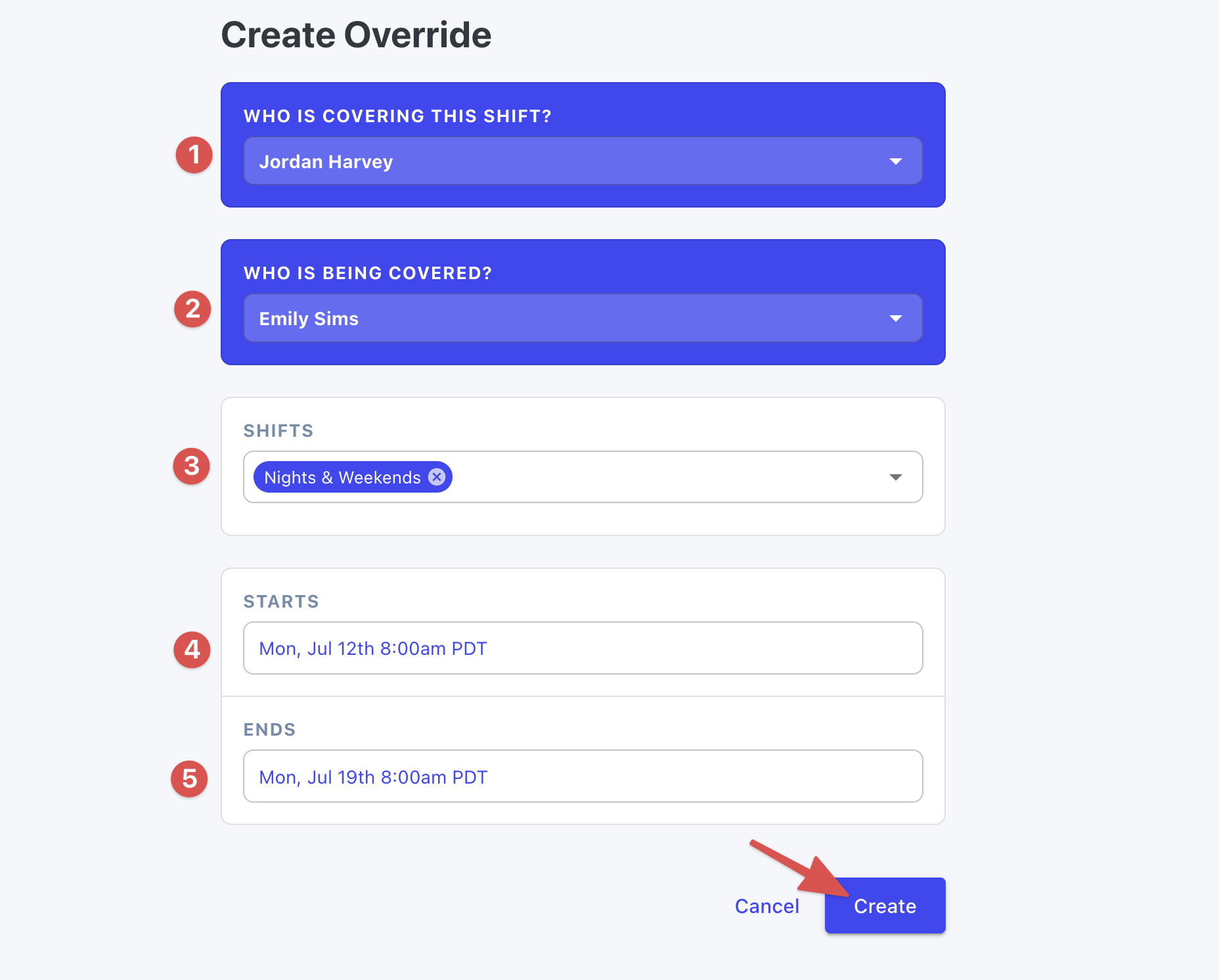 Manual override form