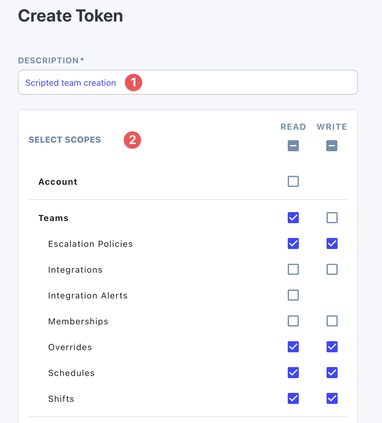 Personal access token form