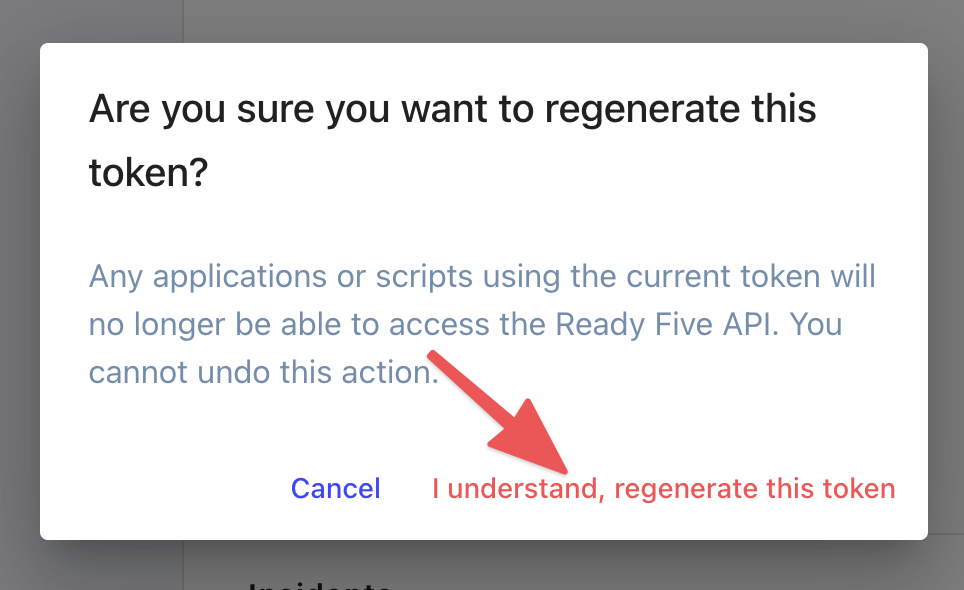 Personal access token regenerate confirmation