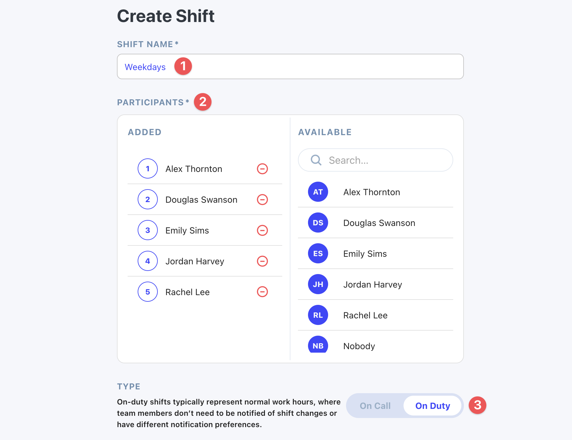 New shift form 1