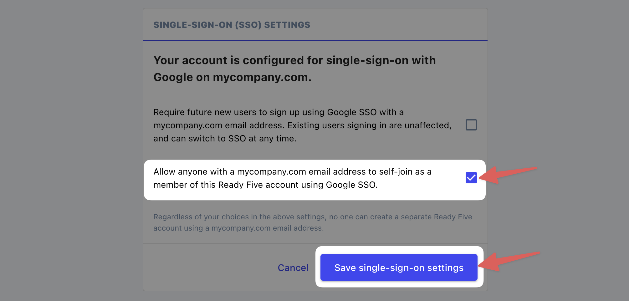 SSO form with auto-join checked