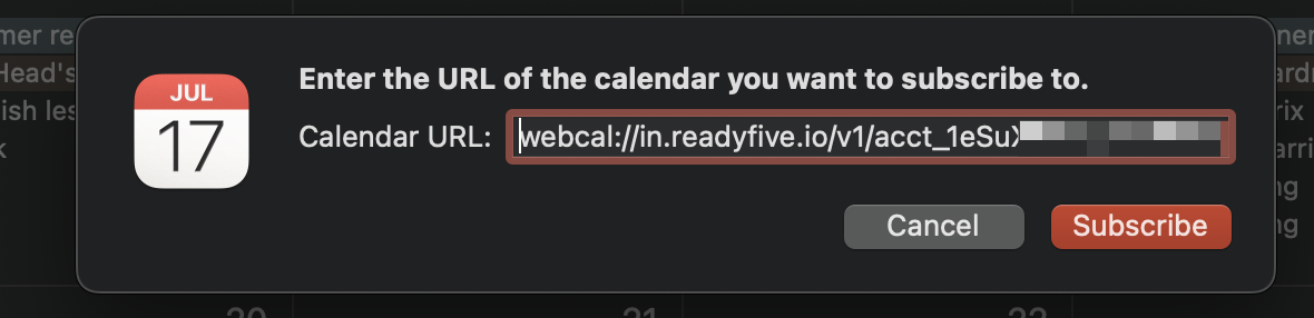 Apple Calendar subscribe dialog