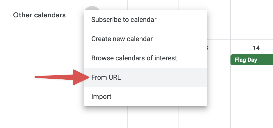 Google Calendar other calendars plus button